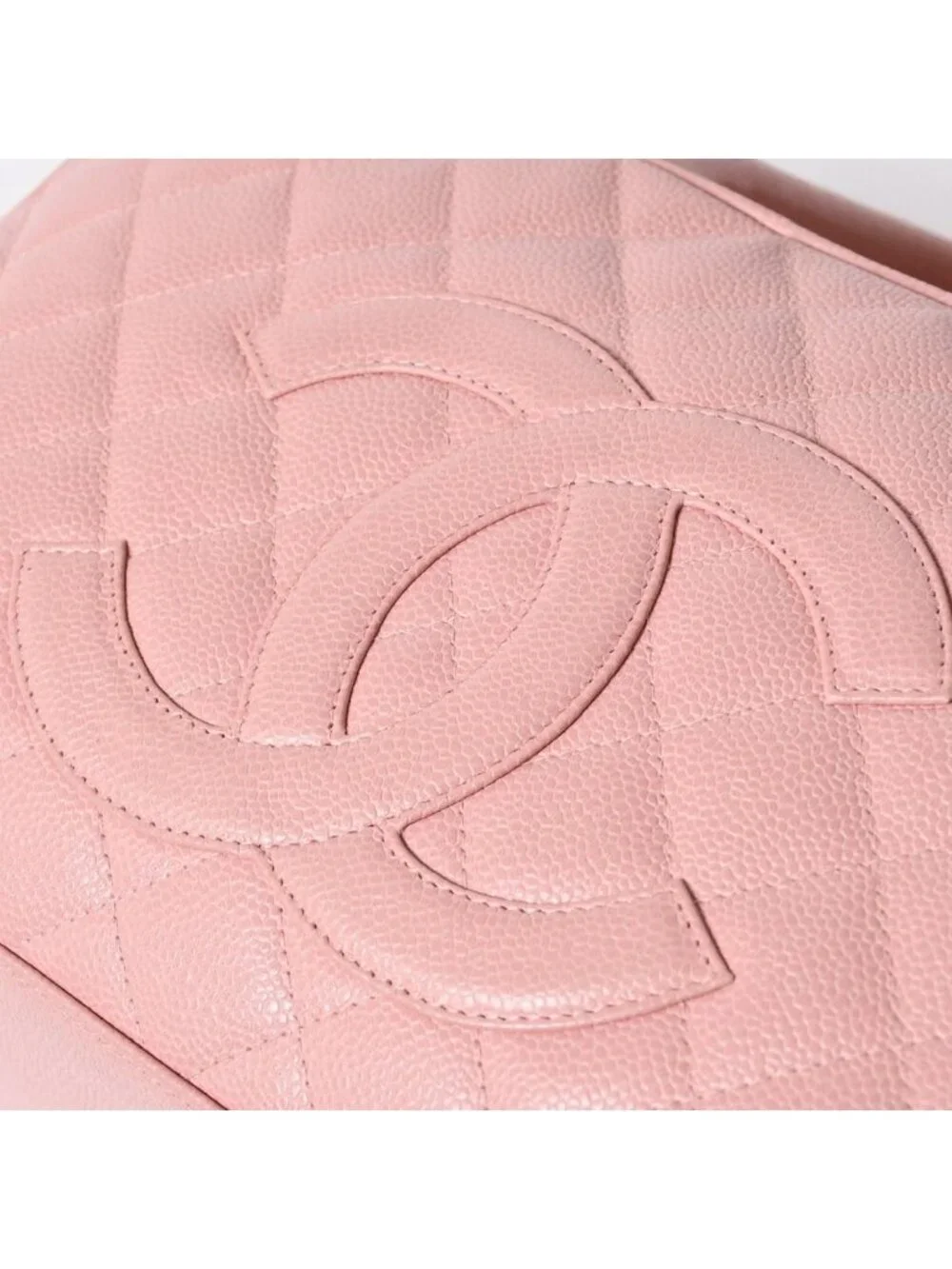 Chanel Jumbo CC Logo Quilted Bowling Bag Caviar Leather Pink Gold